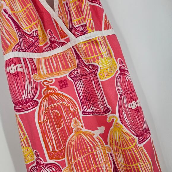 Lilly Pulitzer Brit Out to Lunch Dress Pink Birdcage Print Halter Mini Size 4 - Picture 3 of 7